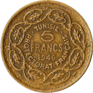 1946-Tunisia-5-Francs-coin