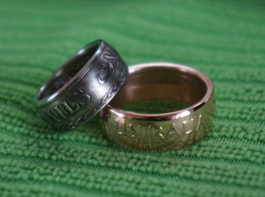 Mirror polish finish on the Australian penny copper ring.