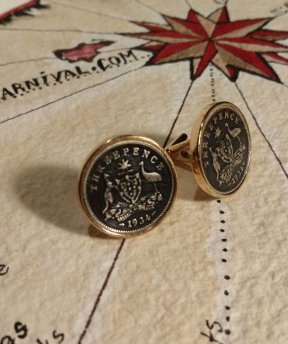 Australian silver 3 pence coin cuff links