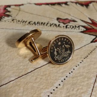 Australian silver 3 pence coin cuff links