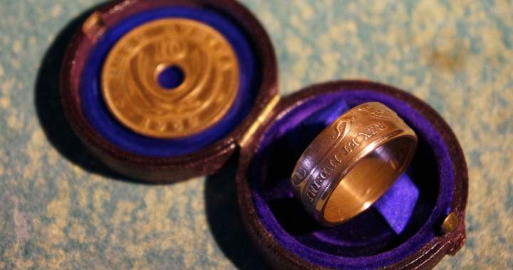 East African 10 cent coin hand crafted into a coin ring
