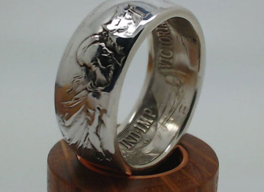 1897 British Silver Crown coin ring