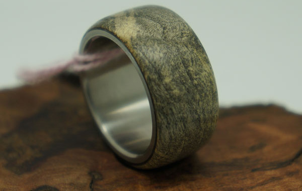 American buckeye wooden ring with 316 stainless steel core