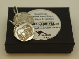 Roman Cesar elephant coin earrings by coin carnival